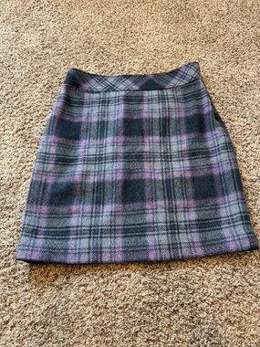 L.L. Bean Plaid  Skirt in Gray and Lavender